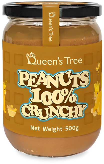 퀸즈트리 100% 땅콩 피넛버터 크런치, 500g, 1개