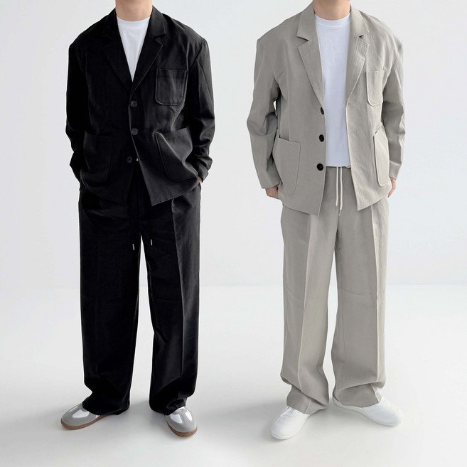 왓위웨어 남성 정장 수트 하객룩 결혼식 셋업 블레이져 슬랙스 와이드팬츠