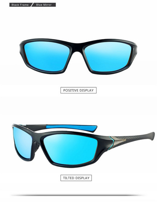 運動太陽眼鏡 戶外騎行防風墨鏡 抗UV400 登山運動眼鏡, 黑框藍水, 1個