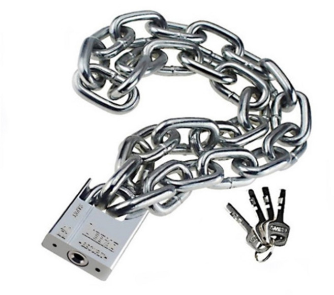 CS) 체인 자물쇠 사슬 자물통 자전거 오토바이 대문 방범용 잠금장치, 100cm