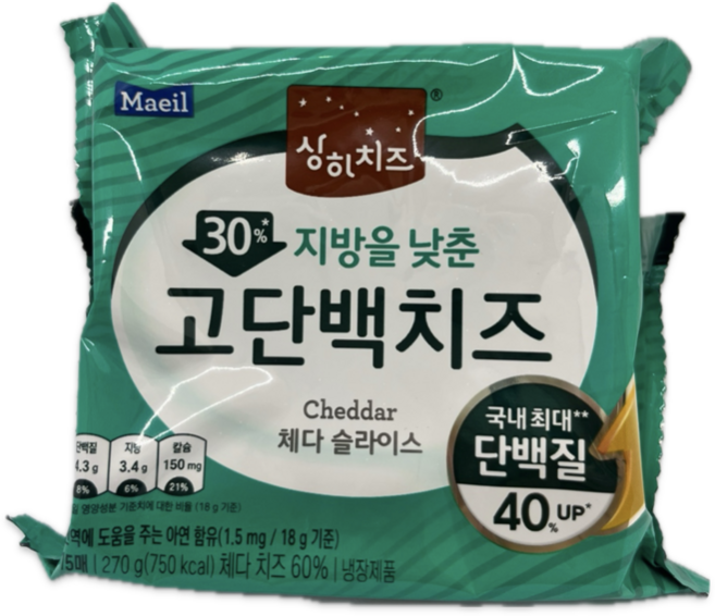 매일 상하치즈 고단백치즈 270g(15매)X4개/냉장무료배송, 18g, 8개