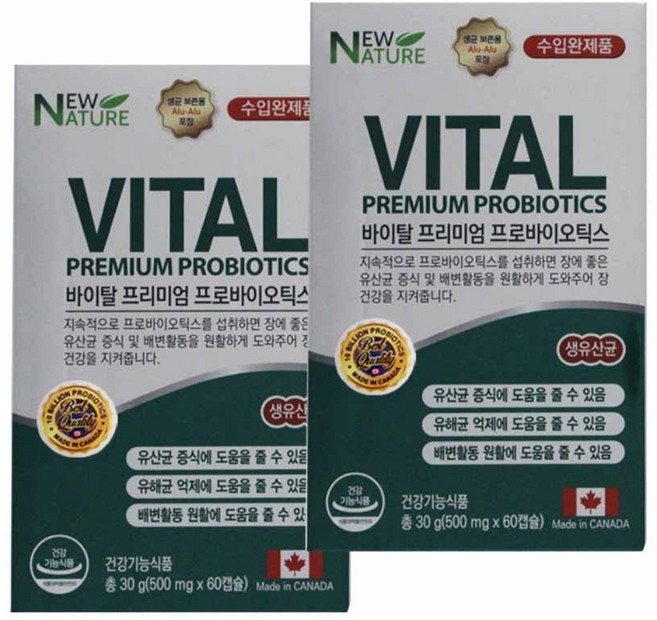 뉴네이처 바이탈 프리미엄 프로바이오틱스 유산균, 60정, 2개