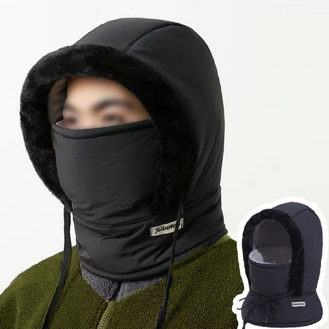 남여공용 전체 방한 기모패딩바라클라바 마스크넥워머 목도리 귀달이 귀마개 겨울 JUN팩토리, 기모 블랙, 1개