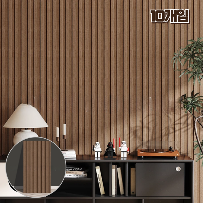 홈앤힐링 붙이는 폼벽지 시트지 인테리어 템바보드, 라이트 브라운