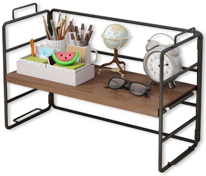 디모어 높이조절 책상정리 미니 공간 선반, 블랙월넛, 1단