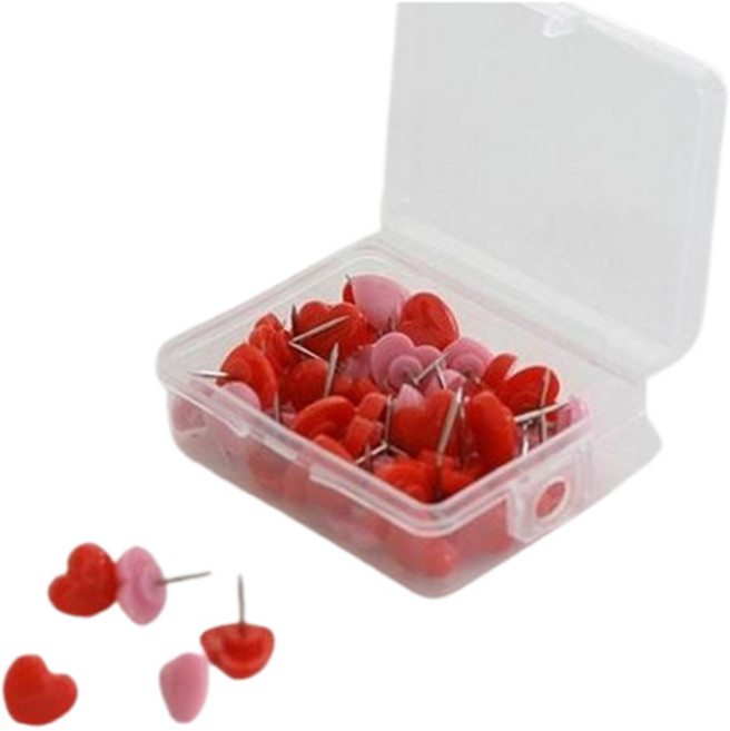 컬러 하트 게시물 꽂이 압정 압핀 50P DD-11723, 1개