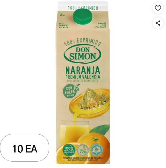 돈시몬 착즙 오렌지 주스, 2L, 10개