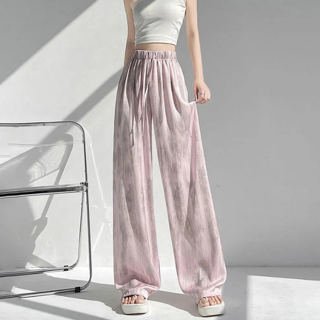 탑트레일 아이스 새틴 나염 와이드팬츠 냉장고 밴딩바지