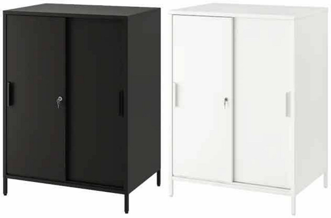 이케아 TROTTEN 트로텐 미닫이수납장 80x110캐비닛수납장책장철제잠금장치, 화이트_404.747.75