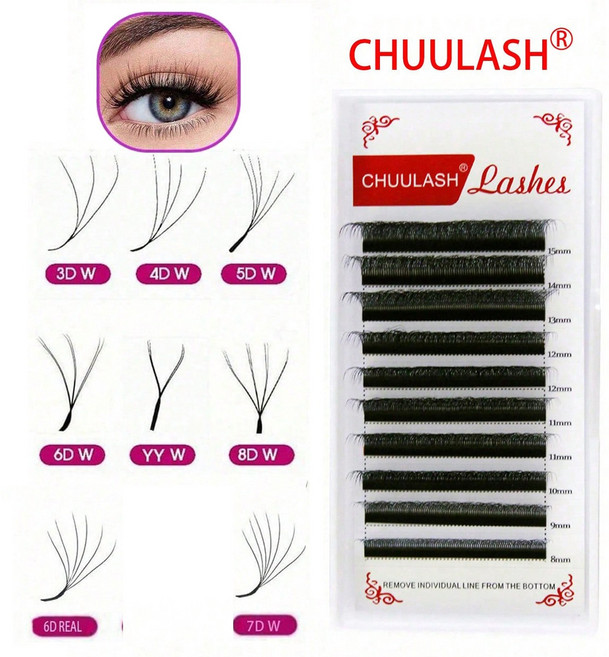 CHUULASH 속눈썹 연장 10줄 (C/D컬 / YY/3D-8D / 6D Real), 1개, 3D 8-15mm D