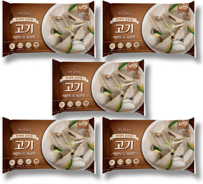 한끼딱 든든한 고기 떡만두국 사골맛 5팩, 194g, 5개