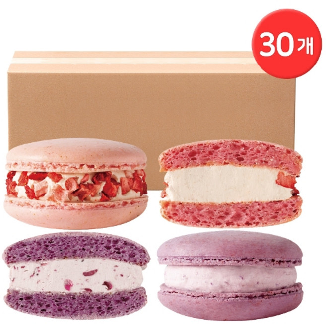 기타 CJ프레시웨이 수제마카롱 혼합구성 총 30개 / 딸기 15 + 블루베리크림치즈, 혼합 30개 (딸기15+블루베리크림치즈15), 1개