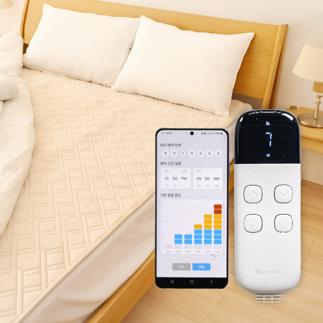 [스마트 IOT] 전자파없는 5세대 그래핀 탄소매트 워셔블, IOT 라지킹, 아이보리