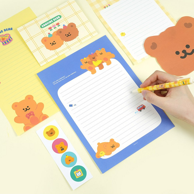 댄싱베어 편지지 세트 2종 1세트, 1개