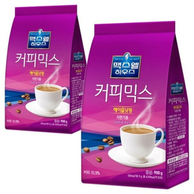 커피 맥스웰하우스 헤이즐넛 커피믹스 900g, 11g, 82회
