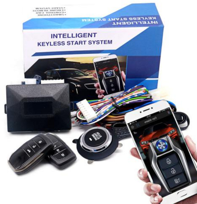 자동차원격시동 경보기 범용 자동차 알람 자동 시동 푸시 원 단추 정지 시스템 원격 엔진 점화 키트 키리스 엔트리 액세서리, CHINA, 2) DQD-LY(FT)