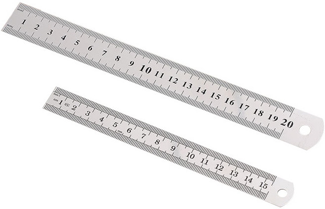 不鏽鋼直尺 雙面刻度金屬尺 學生文具木工測量工具, 1個, 不鏽鋼直尺-15CM