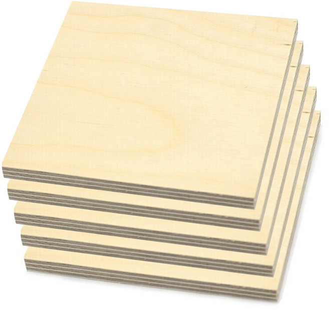 자작나무 합판 소형사이즈 목재 받침 목공 스트링아트 재료 두께 12mm, 5개, 12x250x250mm