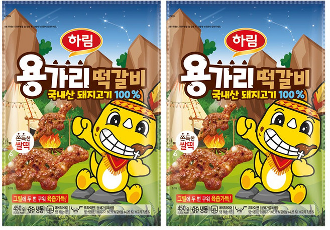 하림 용가리 떡갈비 450g(냉동) 어린이 간식 반찬 국내산 돼지고기100% 너비아니/산적구이/직화/수제, 450g, 2개