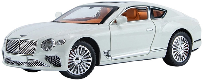 다이캐스트 1:24 벤틀리 컨티넨탈 GT 모델 합금 고퀄리티 모형 장식, 1개, 화이트