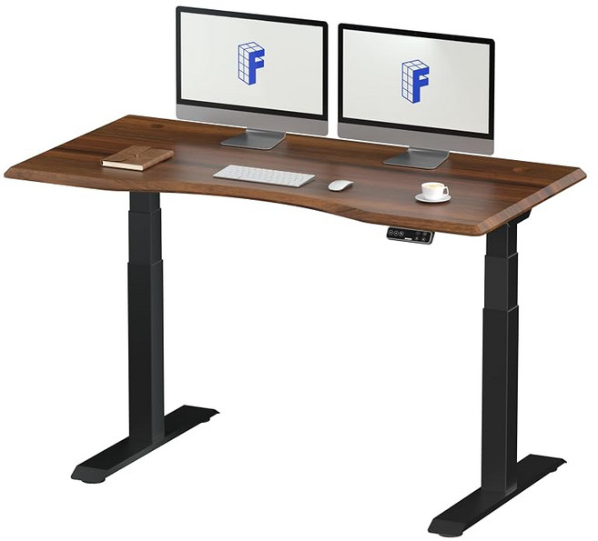 FLEXISPOT 스탠딩 데스크 메이커 5년 보증 전동식 승강 책상 높이 조절 PC 데스크 E7 세트 (프레임 (블랙) + 천판 (우드) 140×70cm), 상세페이지 참조