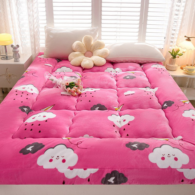 유판 극세사 양털 캐시미어 발열 토퍼 침대패드, E핑크