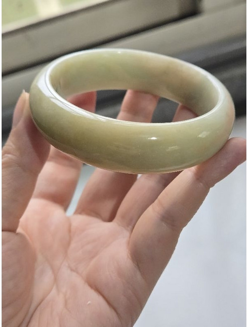 七彩翡翠寬版手鐲 黃翡平安鐲 女款玉鐲飾品, 1個