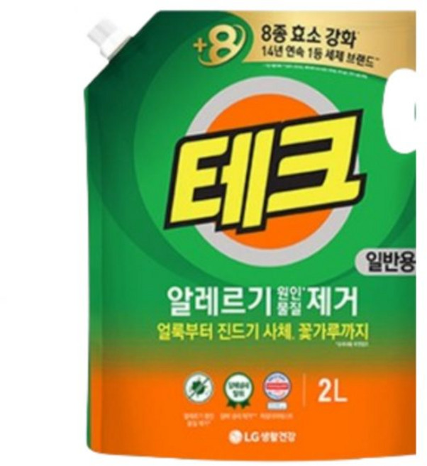 [일반]테크 진드기 알레르기 원인 제거 액체세제 리필 2L 1개, 1