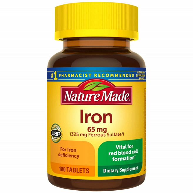 Nature Made 네이처 메이드 철분 65mg Iron, 2개, 180정