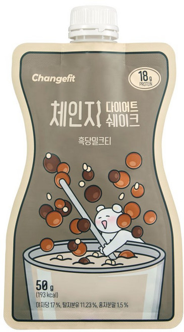 [체인지핏] 다이어트 단백질 쉐이크 28팩 (흑임자 제주말차 초당옥수수 흑당밀크티 중 택1), 28개
