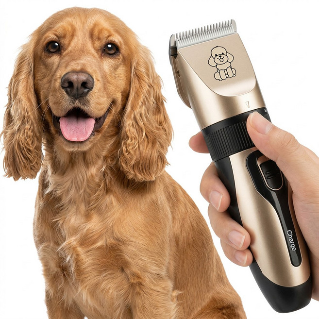 강아지바리깡 애견 미용 초보자용 저소음 무선 아임펫벳, 골드블랙, 1개