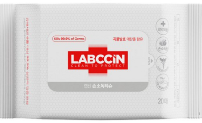 랩신 손소독 티슈 휴대형, 20매입, 100개