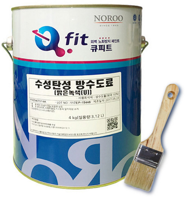 노루페인트 수용성 탄성 방수제 4kg 옥상방수 3평가능 중도, 밝은녹색, 1개