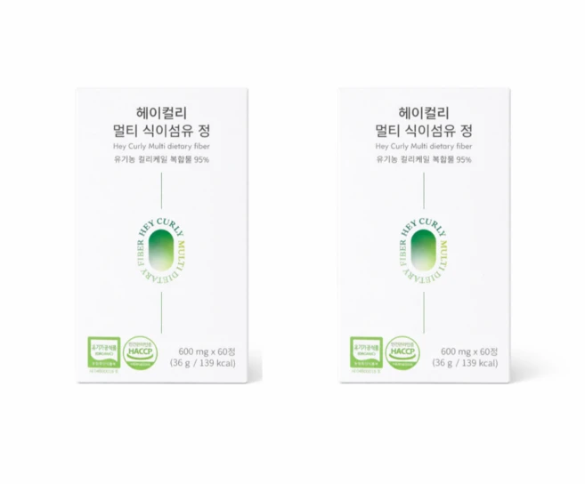 헤이컬리 멀티 식이섬유정 유기농 컬리케일 식이섬유 영양제 황금배합 식전야채 보충제, 2개, 60정 - 쿠팡