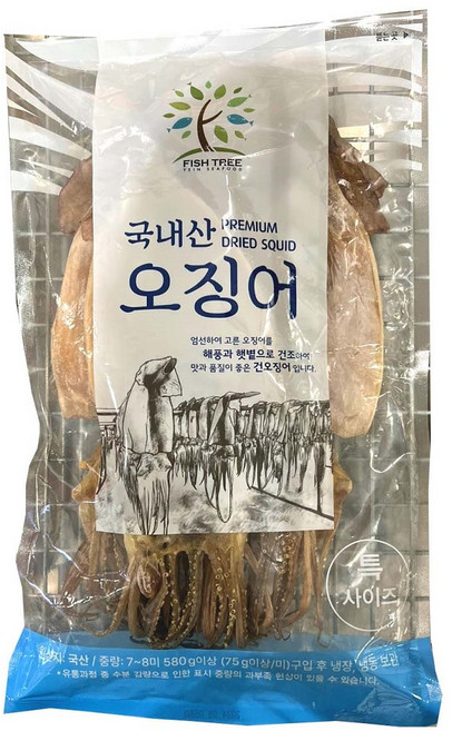 코스트코 국내산 건오징어 특SIZE 580g(75g이상/미) 무료배송/ 냉장 국내산100% 7~8미 주전부리 안주 간식, 1개