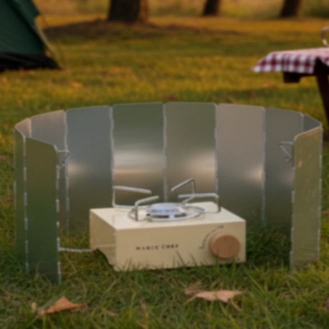 노벨띵즈 12단 접이식 캠핑 버너 바람막이, 실버, 1개