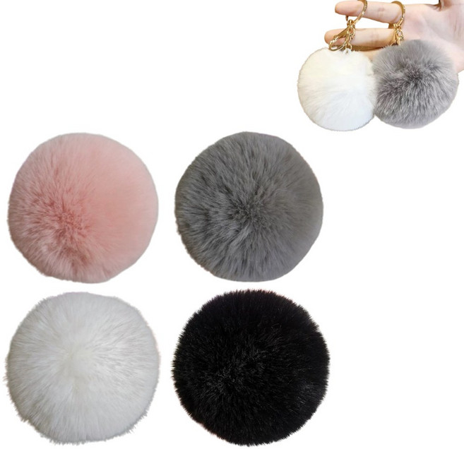 바이유즈 인조토끼털 털방울 4색상, 1개, 혼합