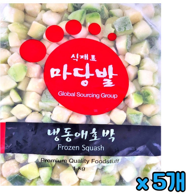 마당발 냉동 애호박(다이스) 식재료 깍둑 썰어 간편 조리 찌개 덮밥 국 카레 짜장 된장찌개 다양한 요리활용, 5개
