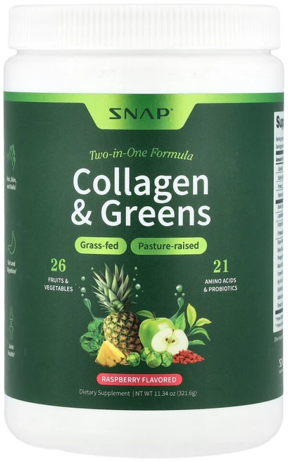 아이허브 콜라겐 & 그린스 라즈베리 321.6g(11.34oz), Snap Supplements, 콜라겐 & 그린스, 라, 321.6g, 1개 - 쿠팡