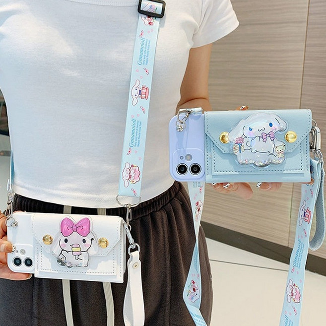 귀여운 캐릭터 카드 지갑 목걸이 줄 스트랩 휴대폰 케이스 목스트랩 핸드폰줄 카드 수납/갤럭시 A17 A16 A15 A14 A13 점프3 버디4 버디3 퀀텀5 퀀텀4 폰케이스