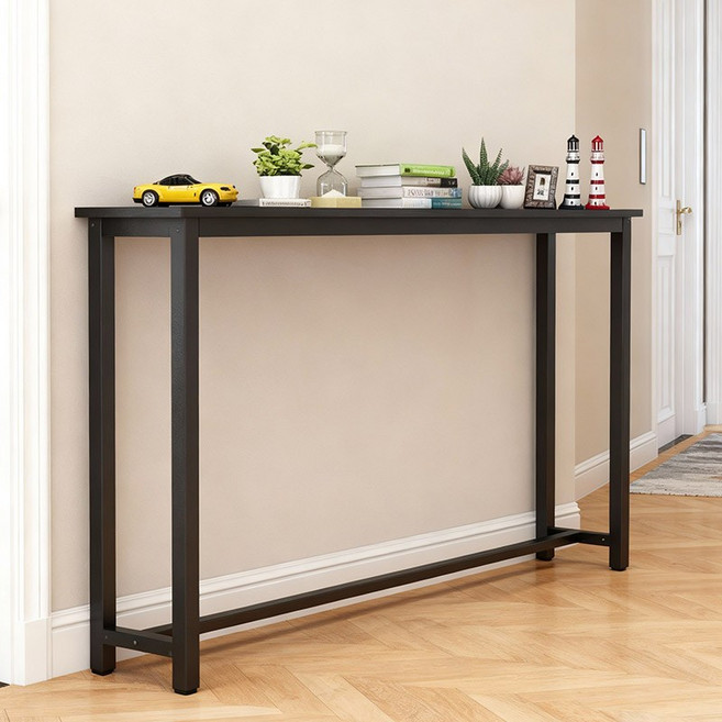 [할인특가] 더 풀 긴 사이드 진열장 침대 거실 소파 틈새 선반 와이드 미니 테이블, 블랙, 1개