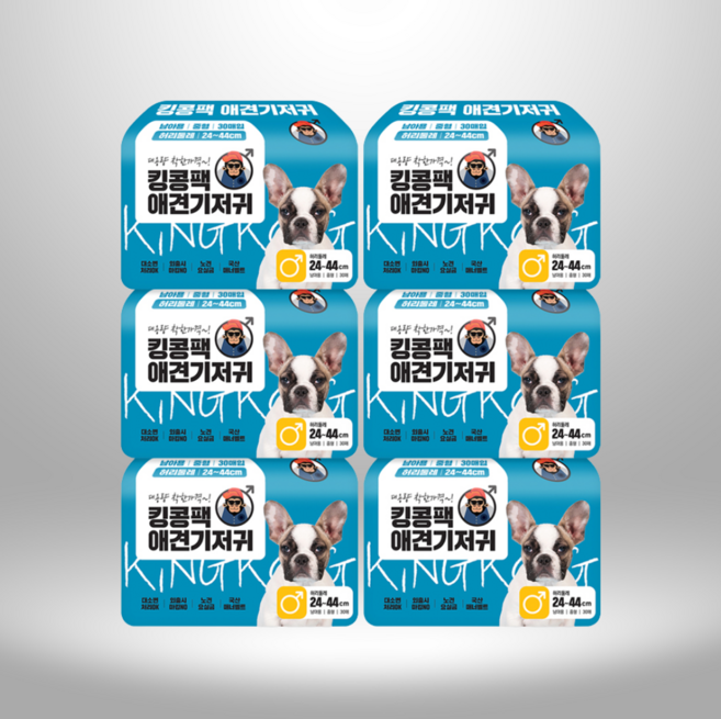 킹콩팩 강아지 기저귀 남아용 일회용 애견기저귀, 10-20파운드, 6개, 30개입