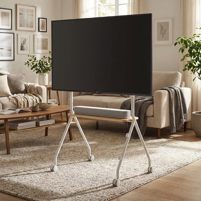 지마운트 MFS4604MWS H타입 무빙 이젤형 TV 스탠드 티비 거치대 화이트, 1개