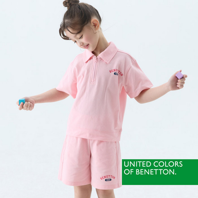 [베네통] 베네통 키즈 PK 카라 셋업 택 1