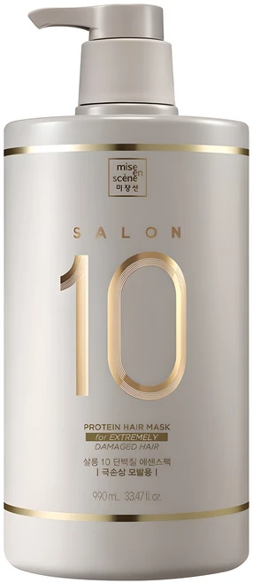 미쟝센 살롱10 단백질 에센스 헤어팩 극손상 모발용, 990ml, 1개 - 쿠팡