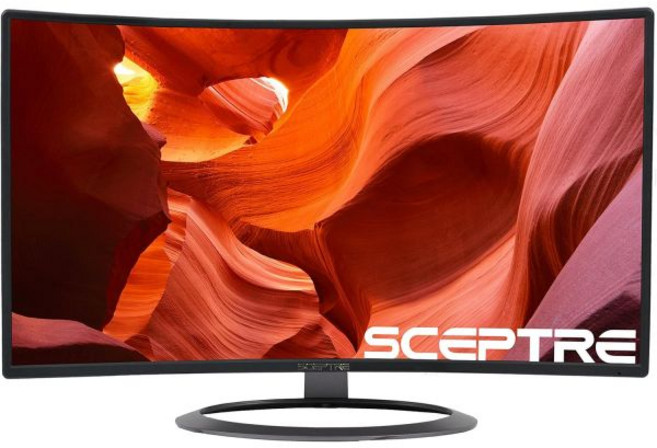 Sceptre New C328W1920R 32인치 커브드 LED 게이밍 모니터 75Hz 1080P HDMI 디스플레이포트 울트라 씬 메탈 블랙 2018