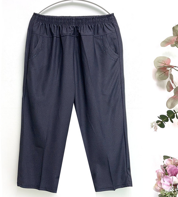 국민할매 할머니옷 여름냉감 포켓라인 큐빅 쿨링 7부 밴딩바지[SH-786]