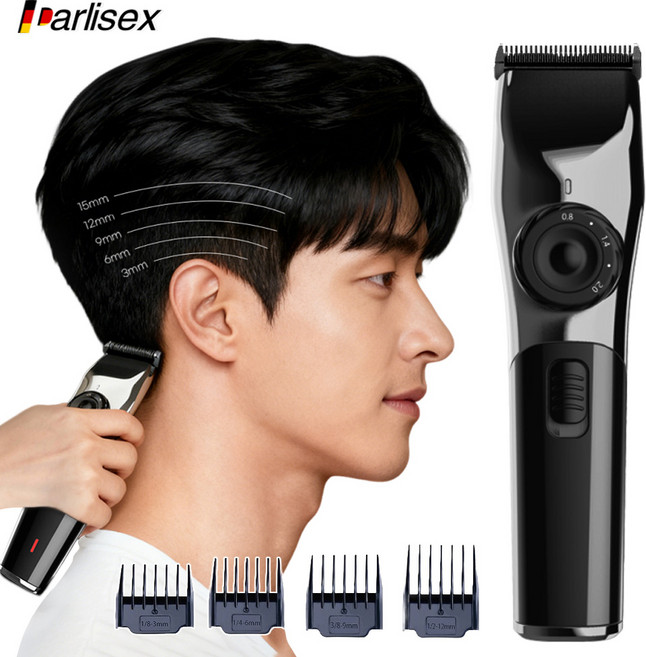 Darlisex 독일 남자 바리깡 길이조절 전문가용 이발기 + 4빗세트, 블랙