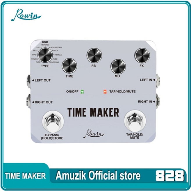 루프스테이션 rowin ltl-02 트윈 루퍼 페달 업그레이드 일렉트릭 기타용 루퍼 페달 10분 루핑 무제한 실행 취소다시 실행 기능 11가지 유형 p, 타임 메이커, 1개