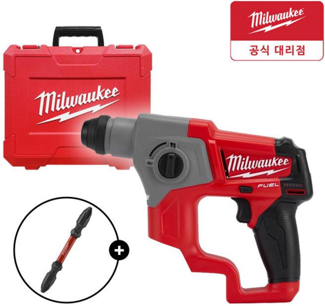 밀워키 M12 CH-0C SDS PLUS 충전 로터리 해머드릴 베어툴 케이스 비트날포함, 1개